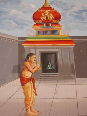 painting of King Nala praying at Thirunallar